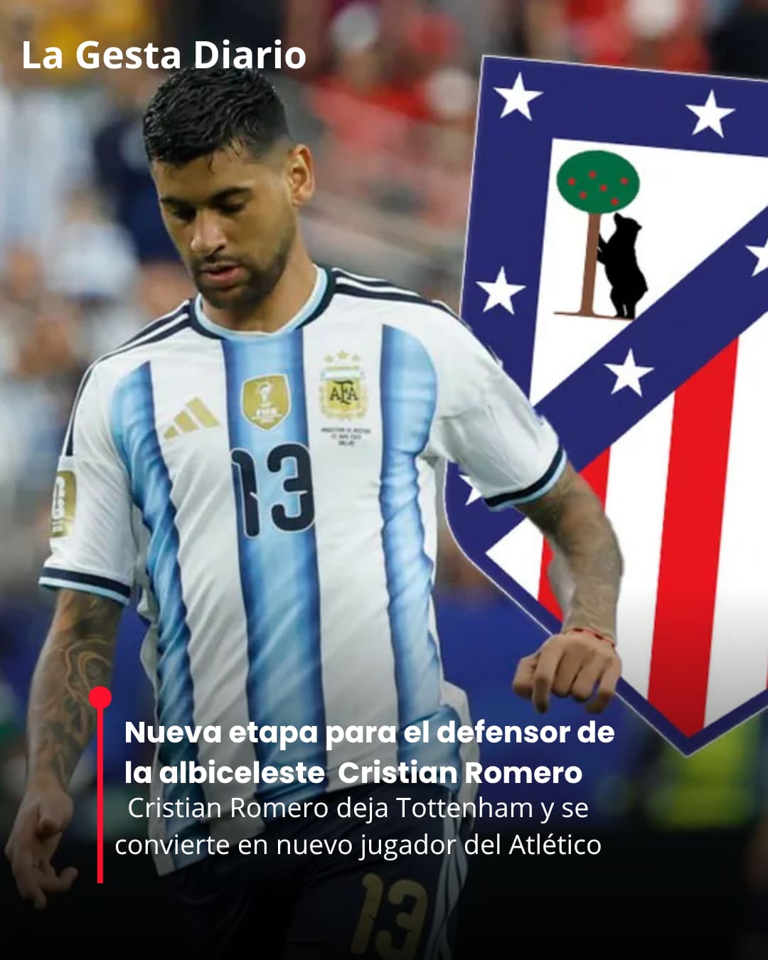 Cristian Romero fue presentado por el Atlético de Madrid tras dejar el Tottenham