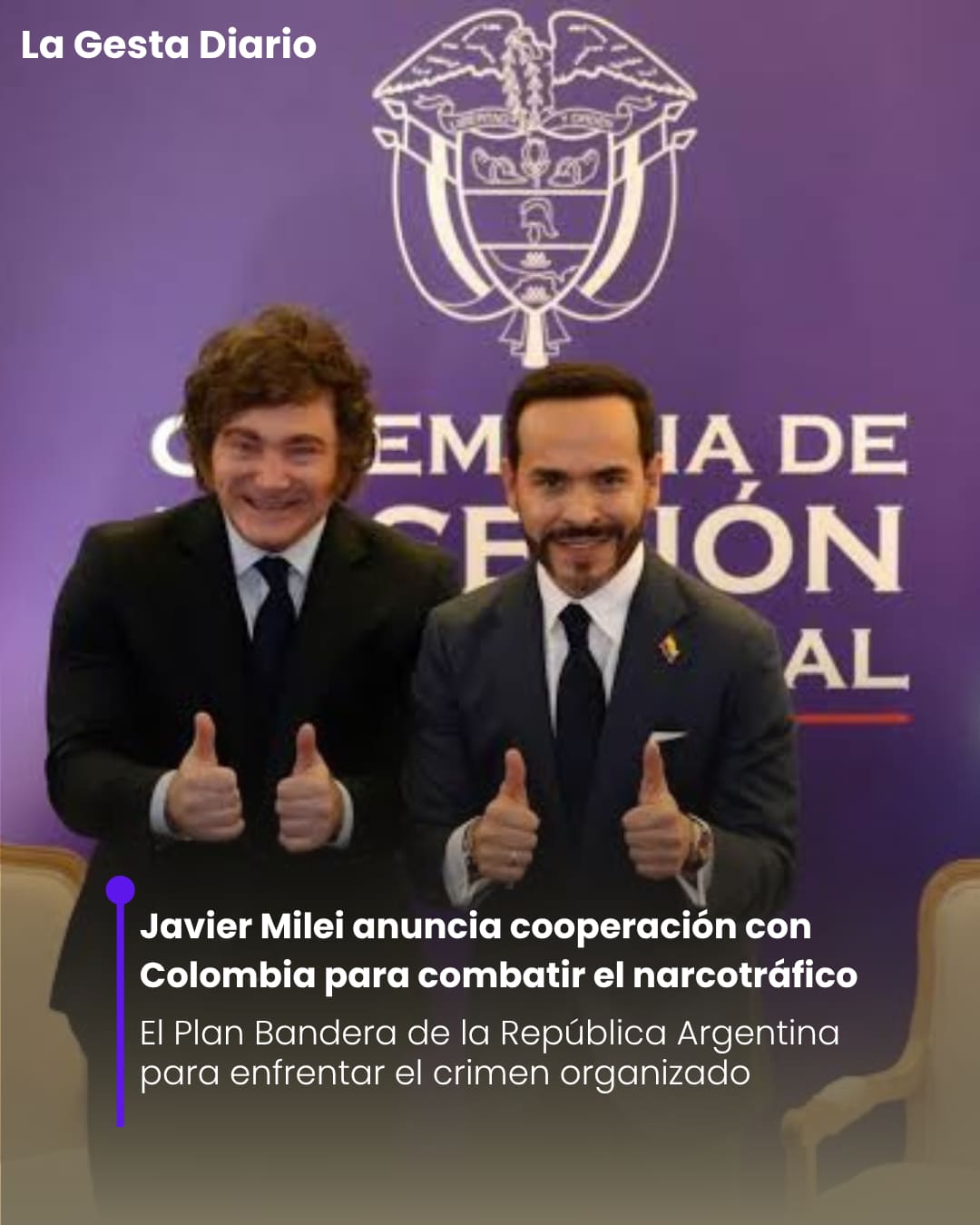 Javier Milei anuncia cooperación con Colombia para combatir el narcotráfico